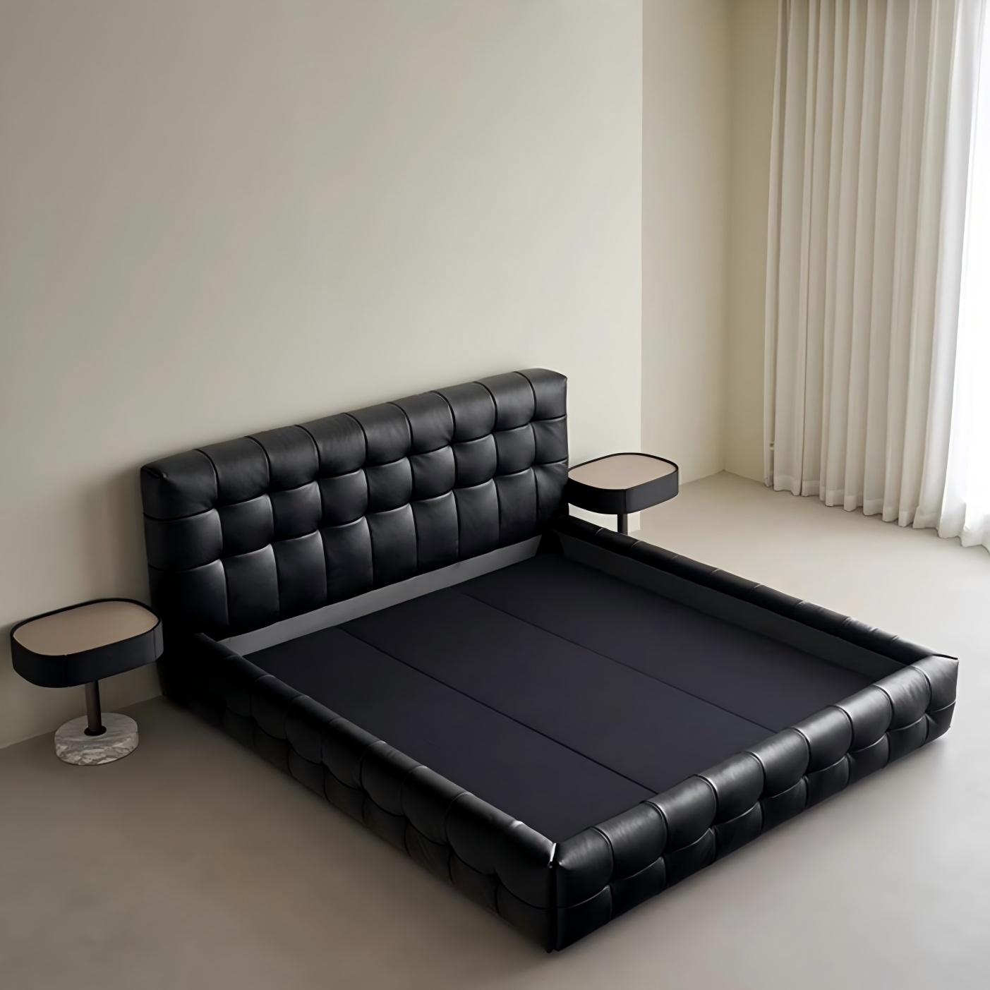 Marshmallow Leather Bed-Black