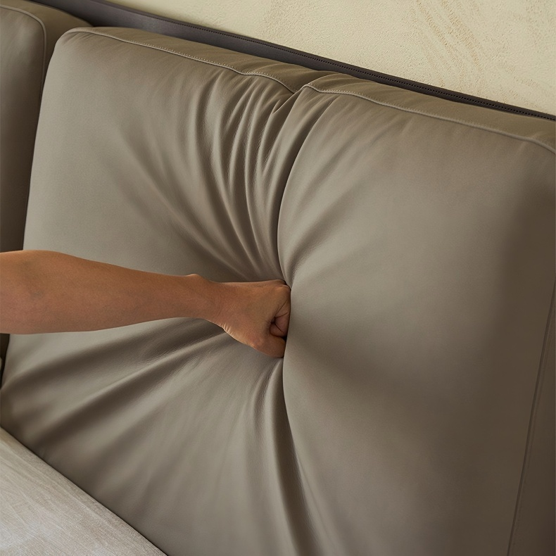 Truffle Cream Leather Bed-Walnut