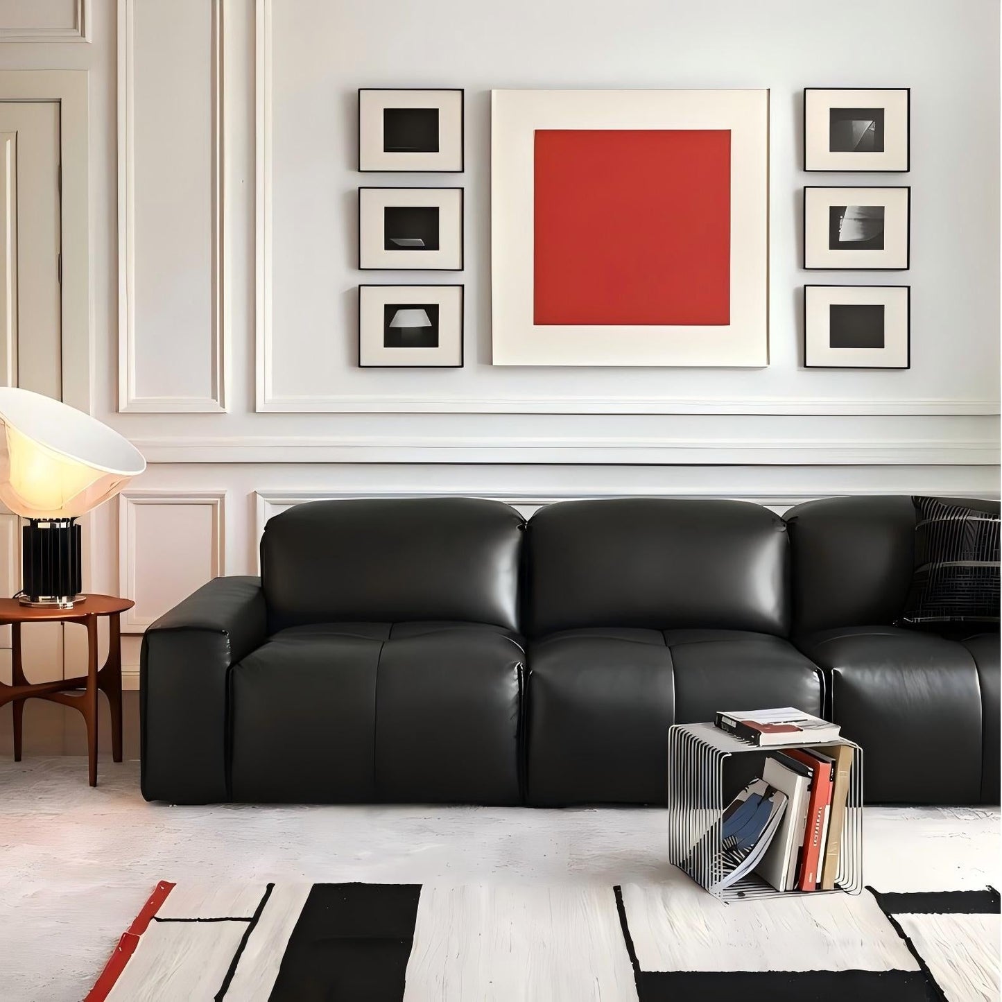 Nero Black Recliner Leather Lounge Sofa-Black