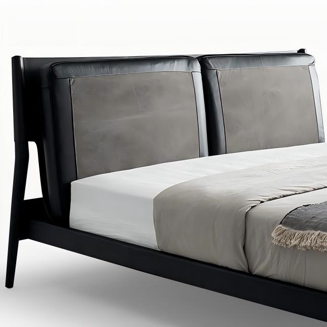 Truffle Cream Leather Bed-Black