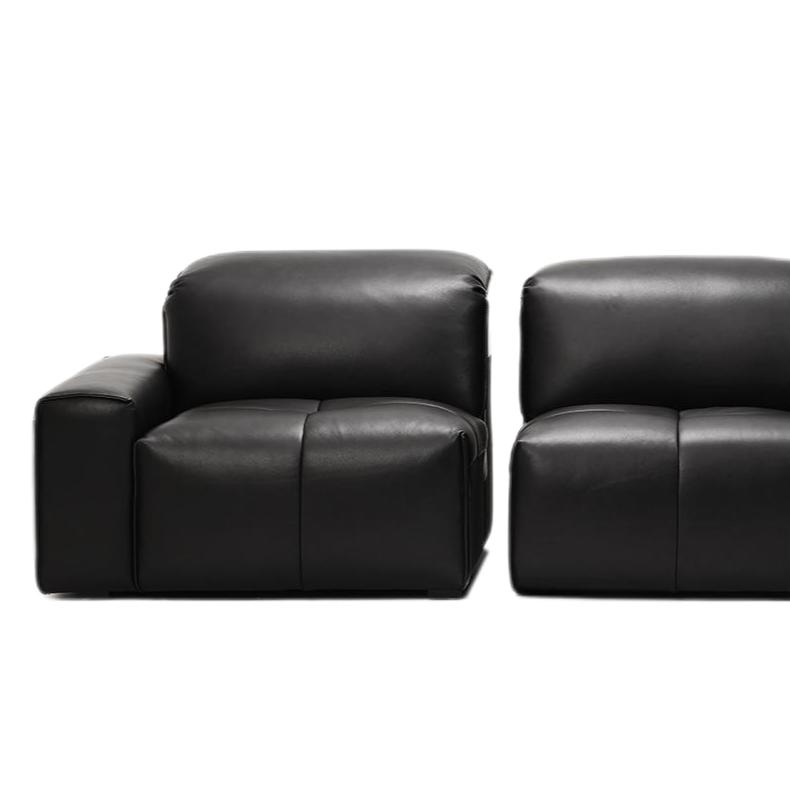 Nero Black Recliner Leather Lounge Sofa-Black
