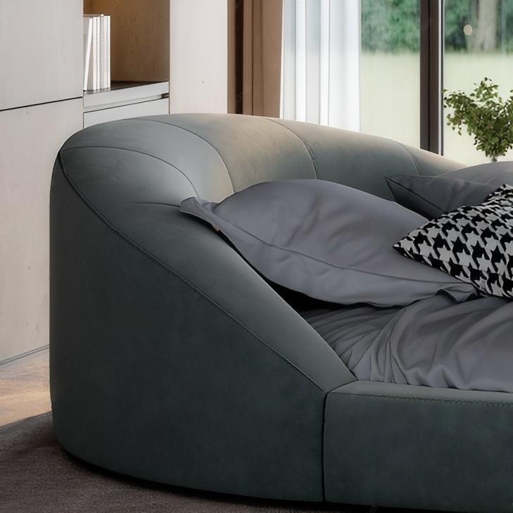 Matcha Mousse Velvet Round Bed