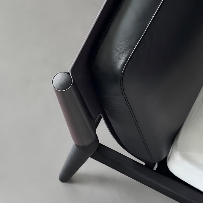 Truffle Cream Leather Bed-Black