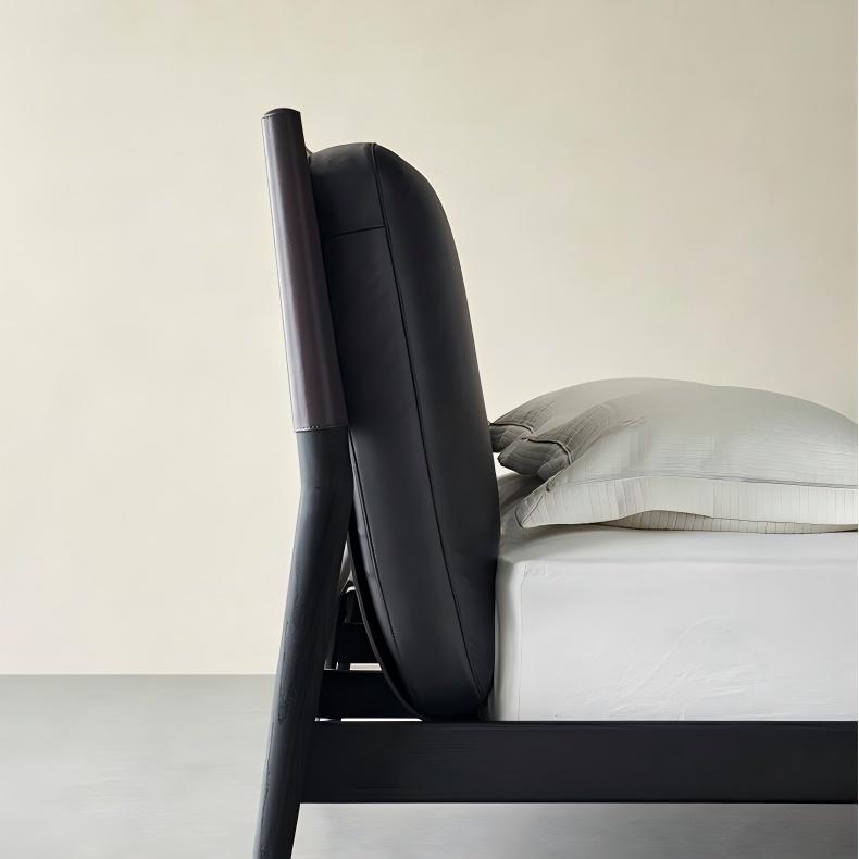 Truffle Cream Leather Bed-Black