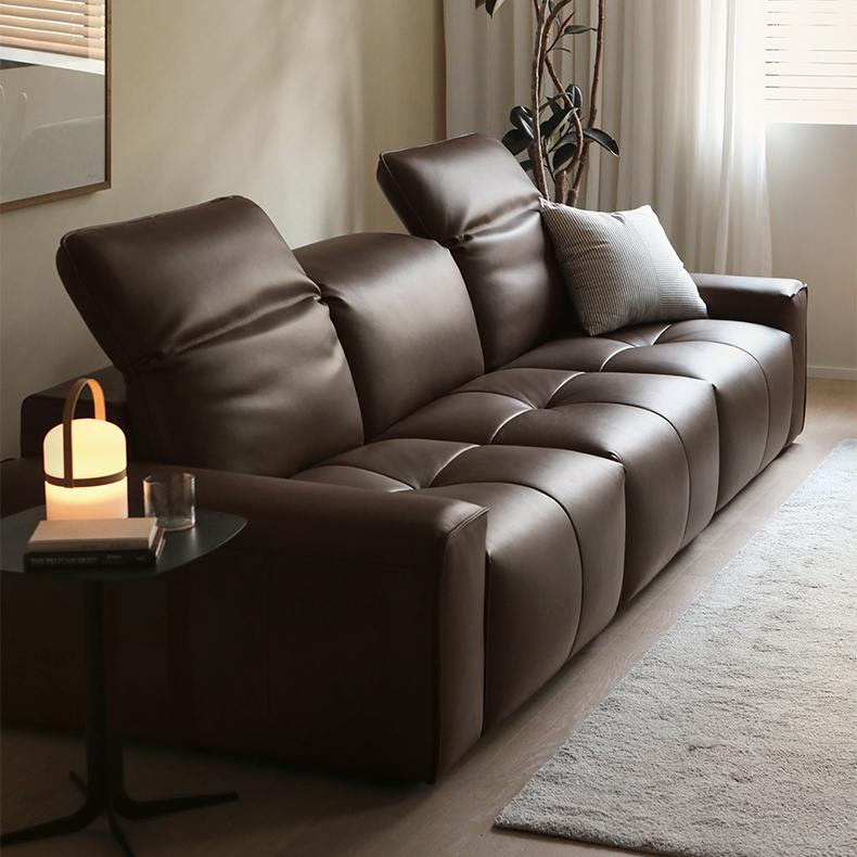 Nero Black Recliner Leather Lounge Sofa-Brown
