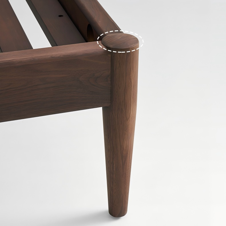 Truffle Cream Leather Bed-Walnut