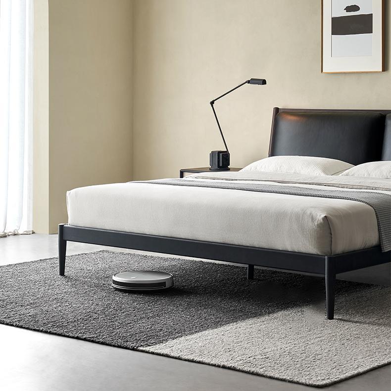 Truffle Cream Leather Bed-Black