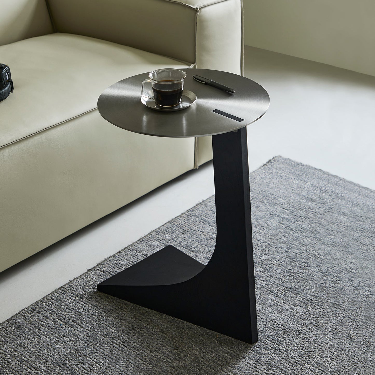 Sea Lion Stainless Steel Round Side Table-Black