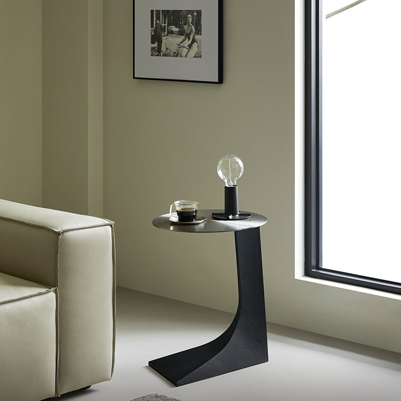 Sea Lion Stainless Steel Round Side Table-Black