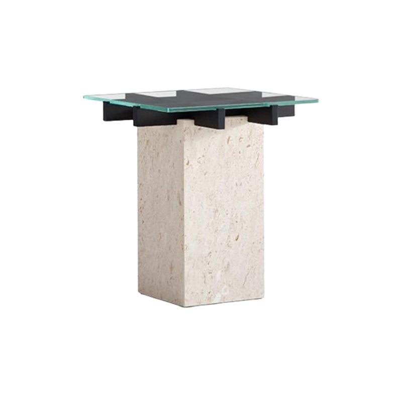Aurum Glass Marble Side Table-Black