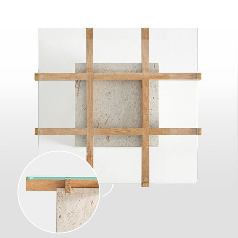 Aurum Glass Marble Side Table-Natural