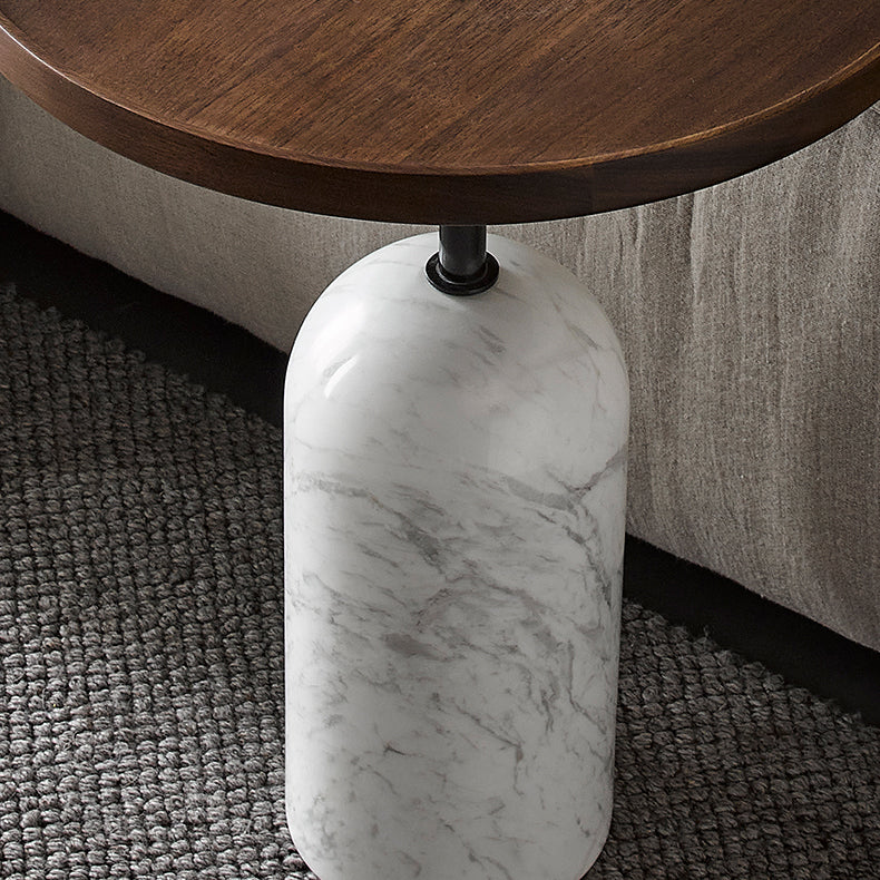 Round Walnut Side Table-19.7 inch
