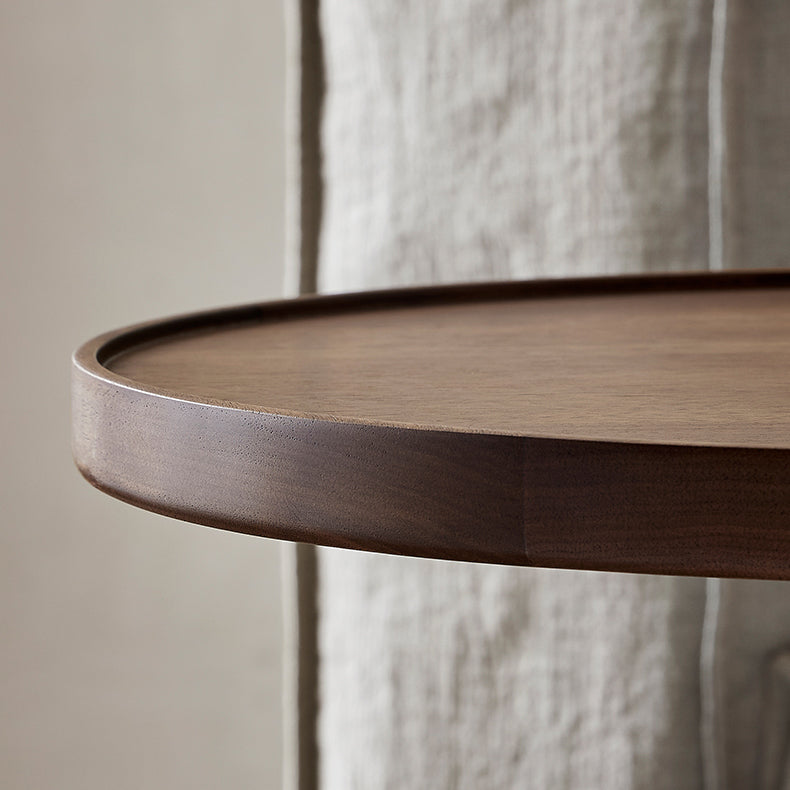 Round Walnut Side Table-19.7 Inch-22.8 Inch-26 Inch