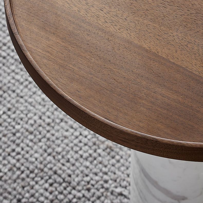 Round Walnut Side Table-19.7 inch