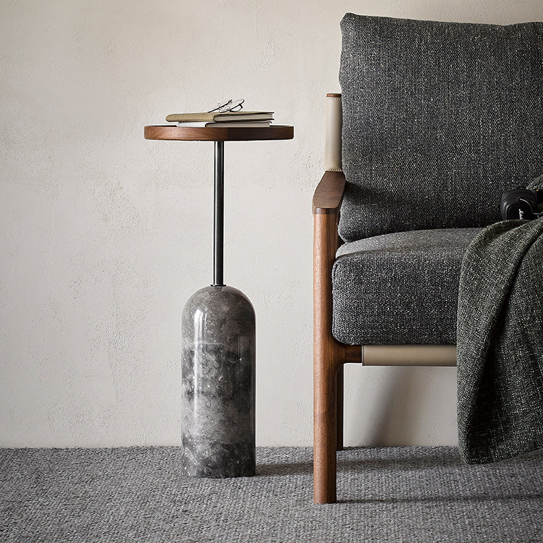 Round Walnut Side Table-26 inch