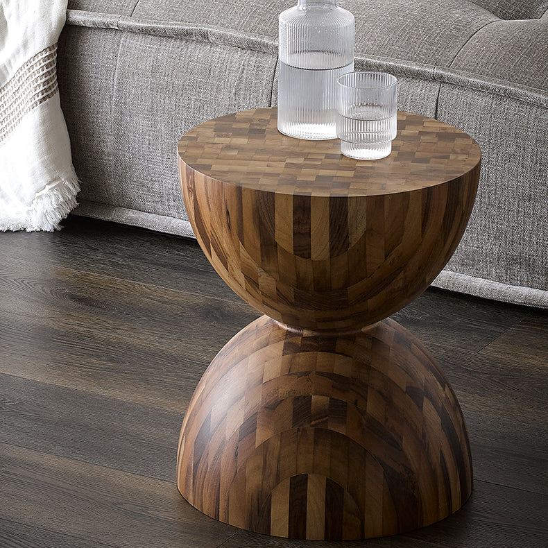 Sculptural Oak Walnut Side Table-Walnut
