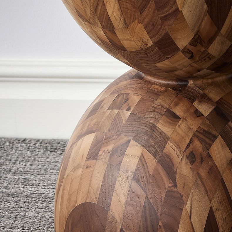 Sculptural Oak Walnut Side Table-Walnut