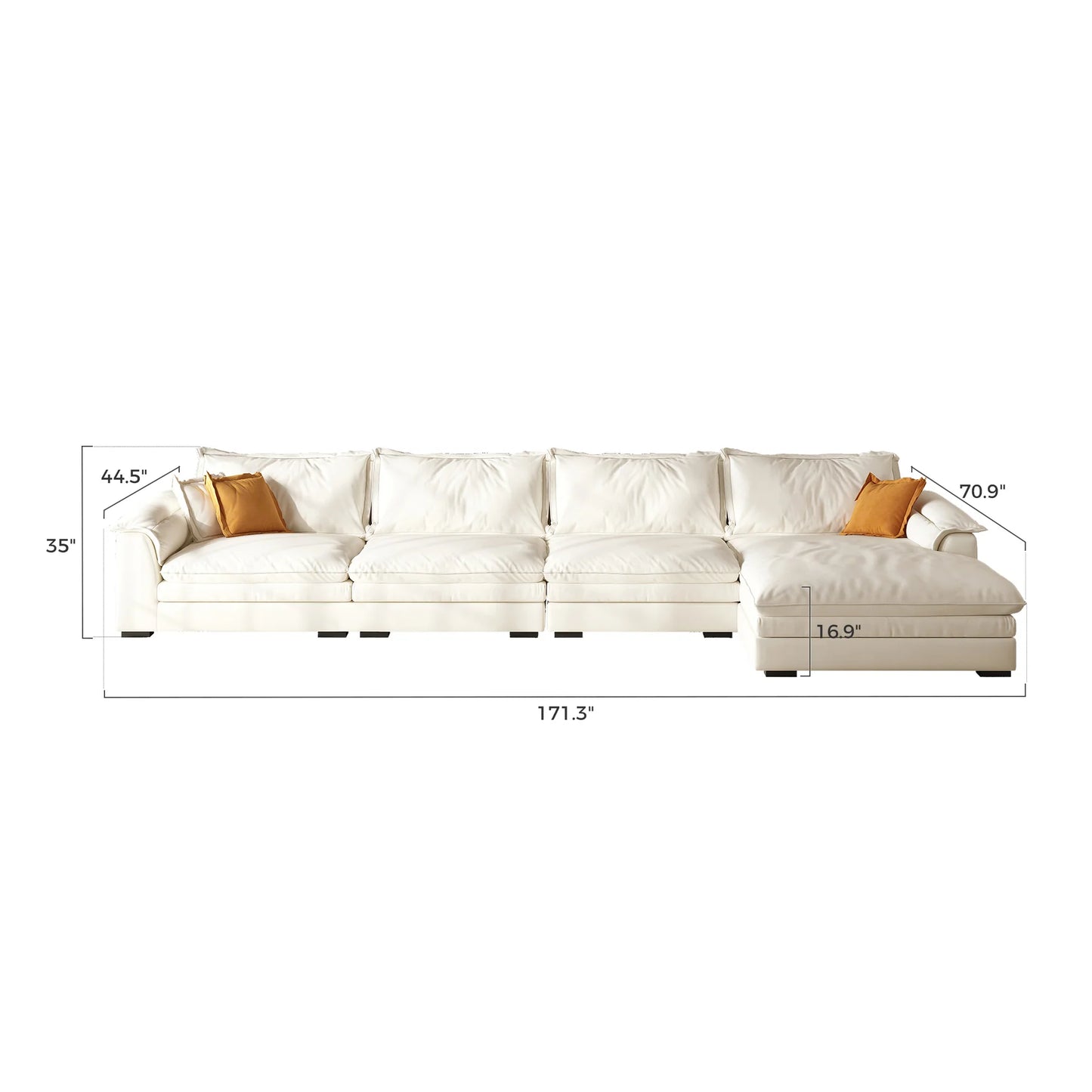 Sandwich Sectional with Chaise / Air Leather