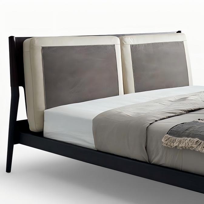Truffle Cream Leather Bed-Beige