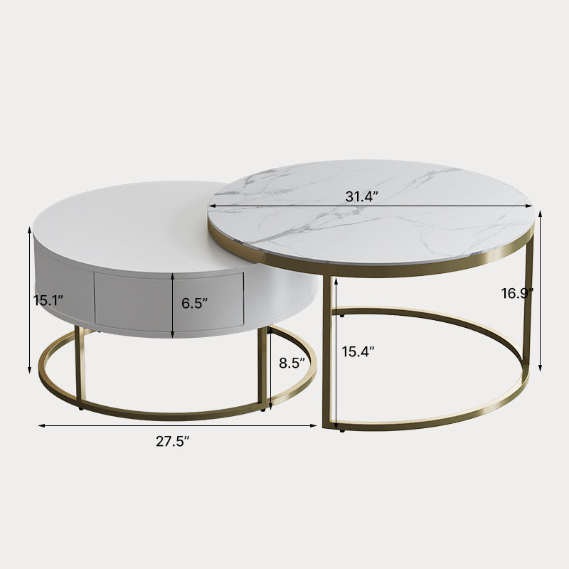 Cassandra Common Nesting Round Coffee Table with Drawers