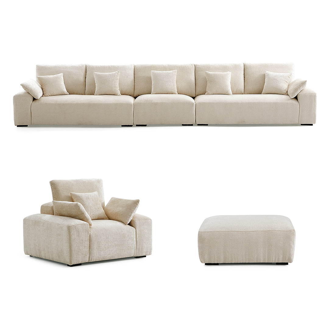 The Empress Yellow Sofa Set-Beige-175.6"