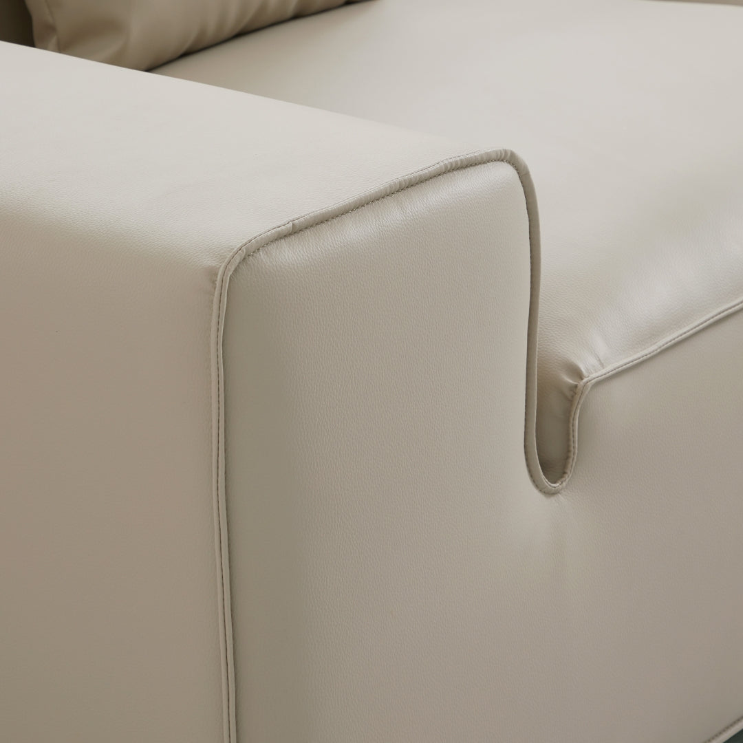 Fauteuil modulaire en cuir beige Domus