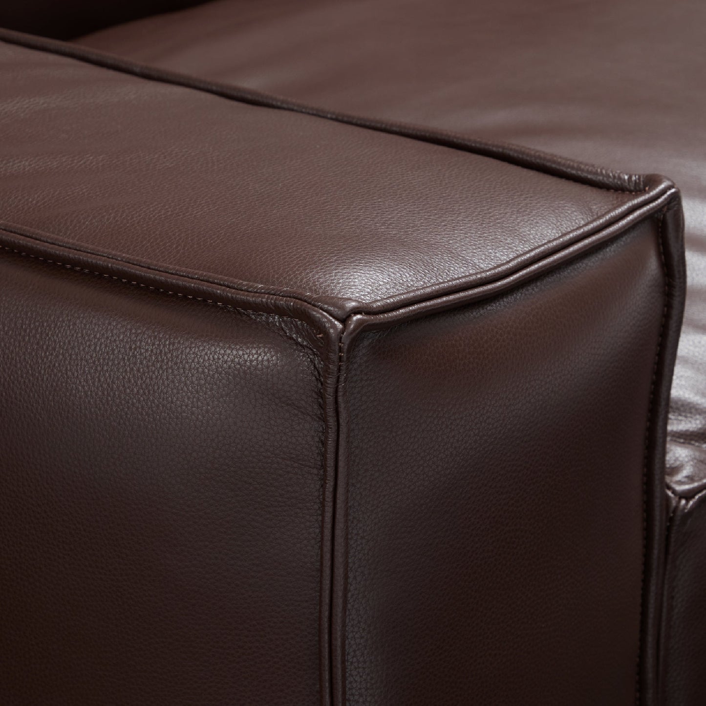 Luxury Minimalist Black Leather U Shaped Sectional Sofa-Dark Brown