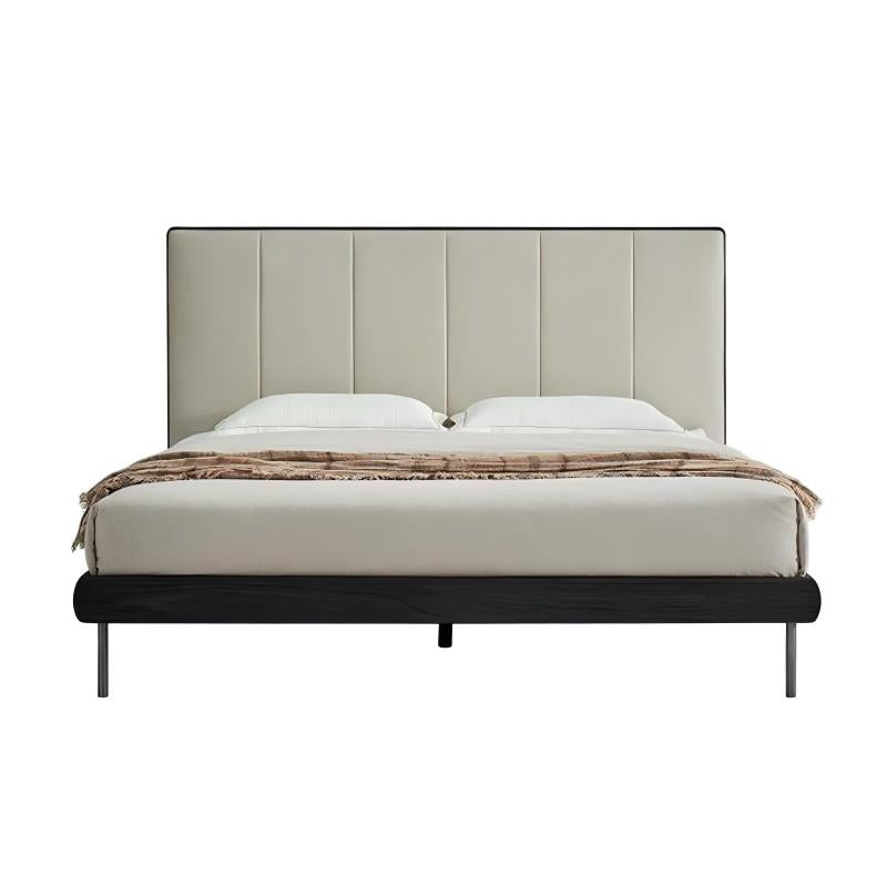 Muffin Edge Leather Bed-Black-King