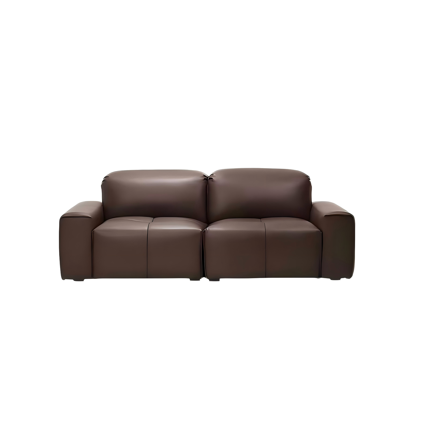 Nero Black Recliner Leather Lounge Sofa-Brown-98.4"