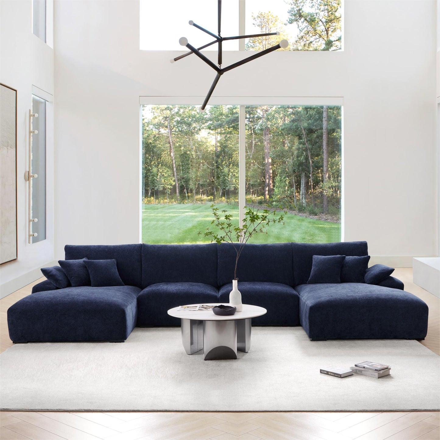 The Empress Navy Blue U Shaped Sectional-Navy Blue