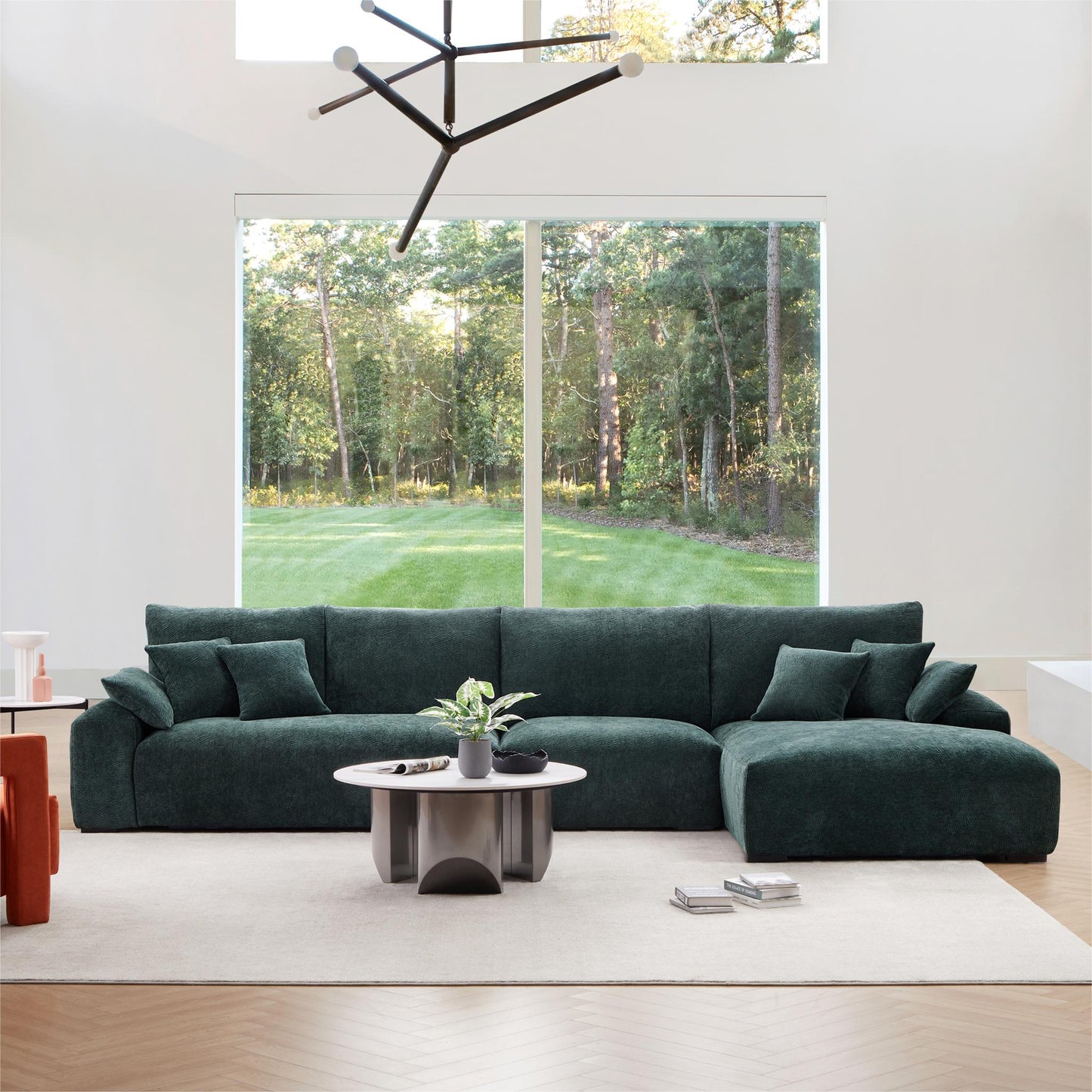 The Empress Green Sectional-Green