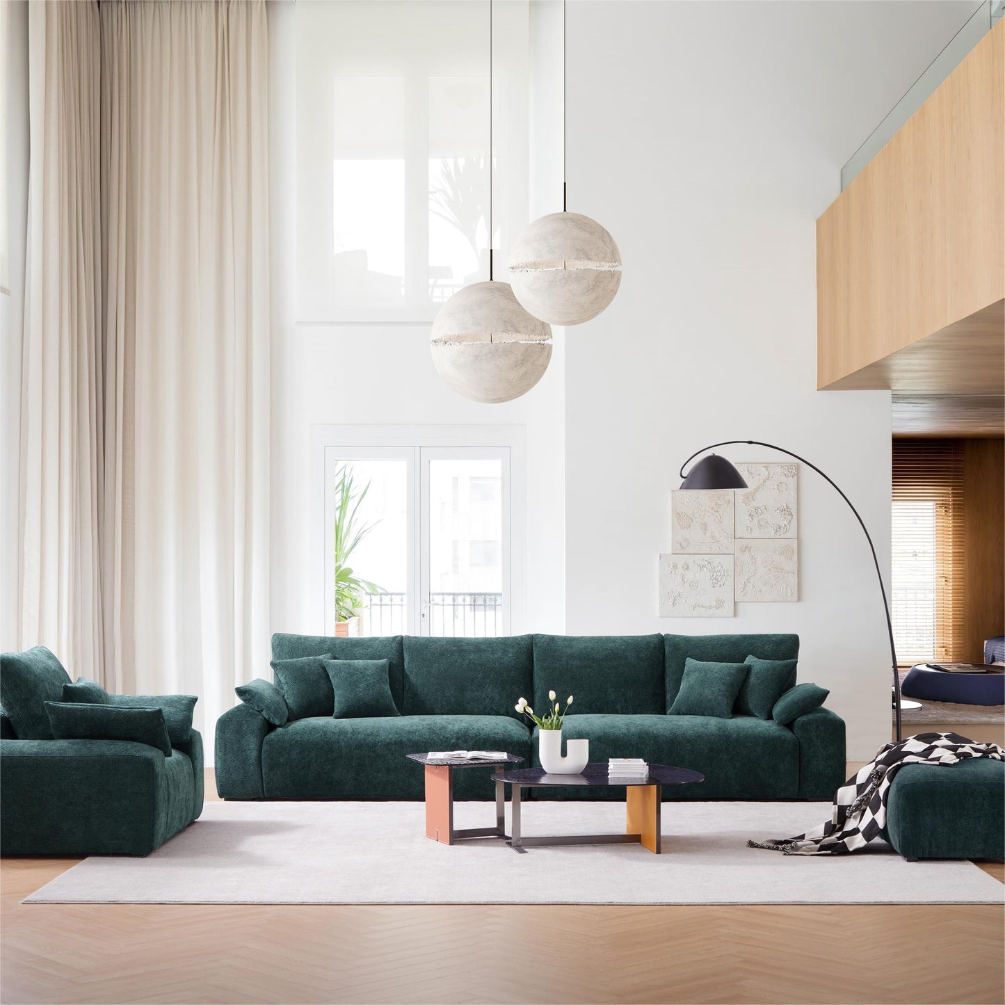 The Empress Green Sofa Set-Green