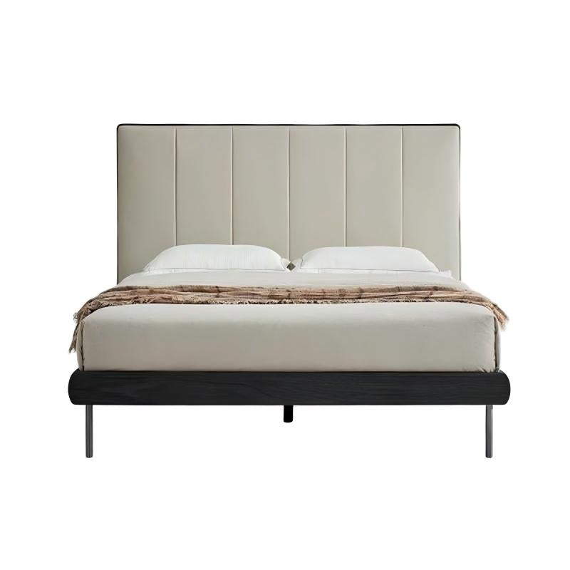 Muffin Edge Leather Bed-Black-Queen