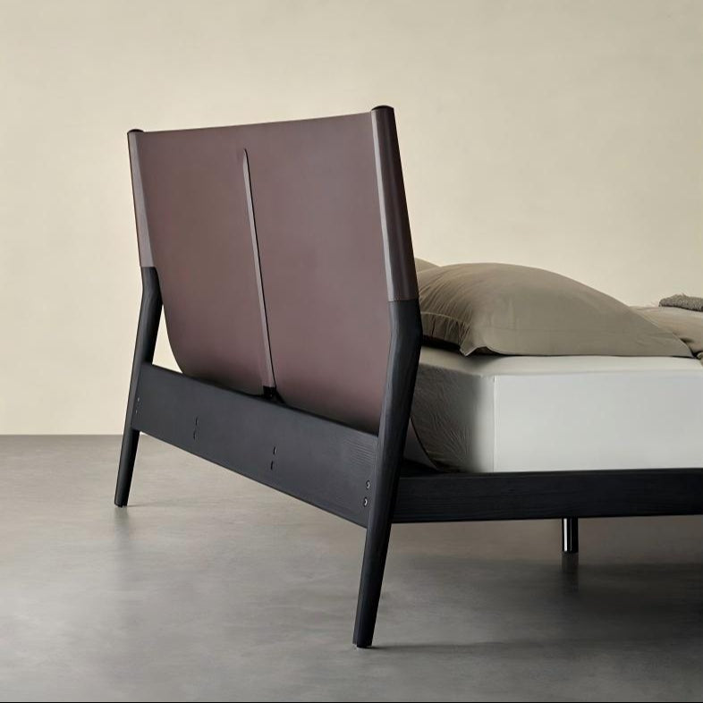 Truffle Cream Leather Bed-Beige