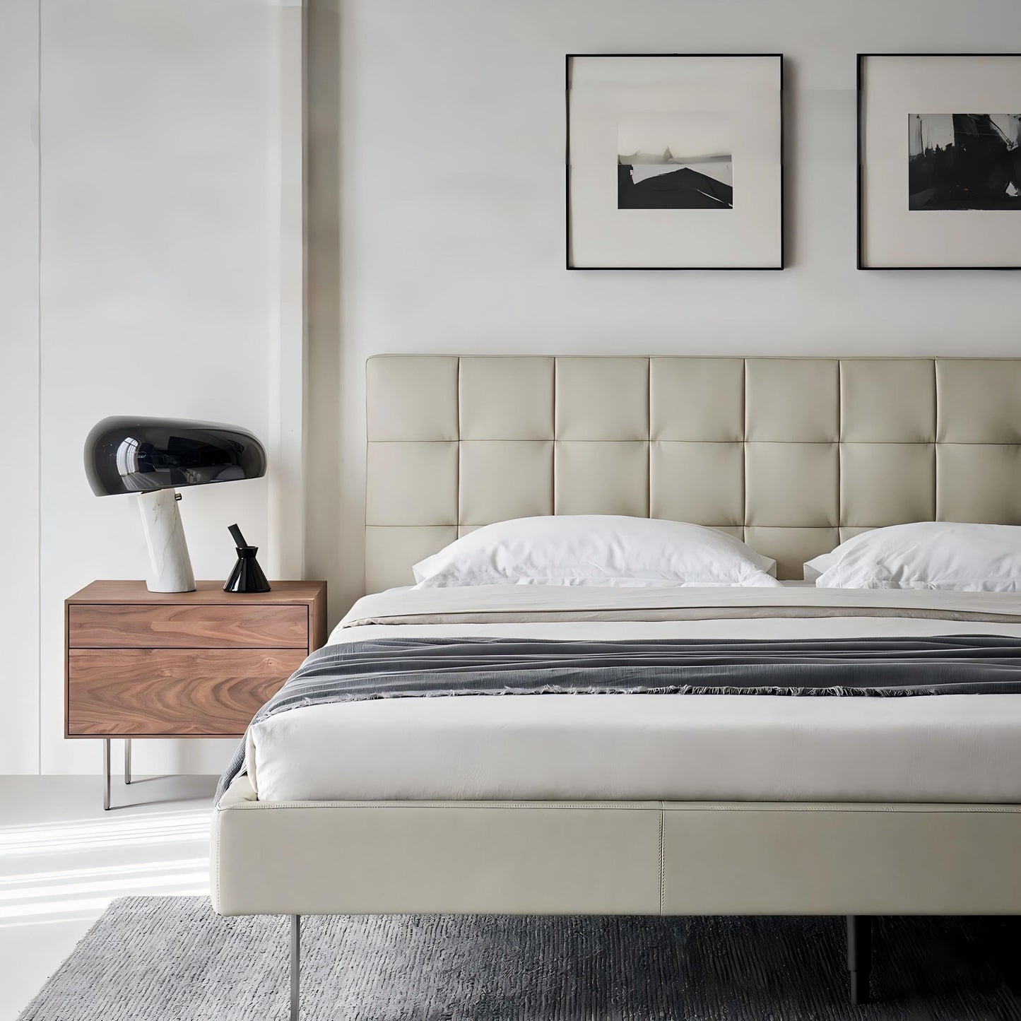 Mocha Slice Leather Bed-Beige
