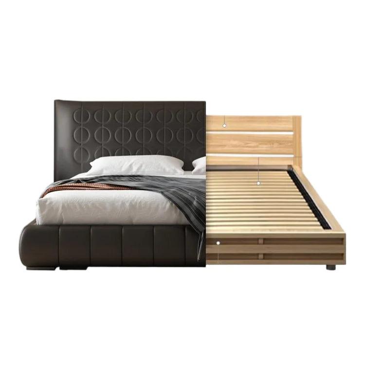Dark Rum Leather Bed