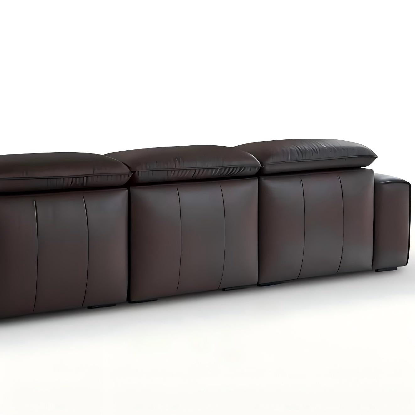 Nero Brown Recliner Leather Lounge Sofa-Brown