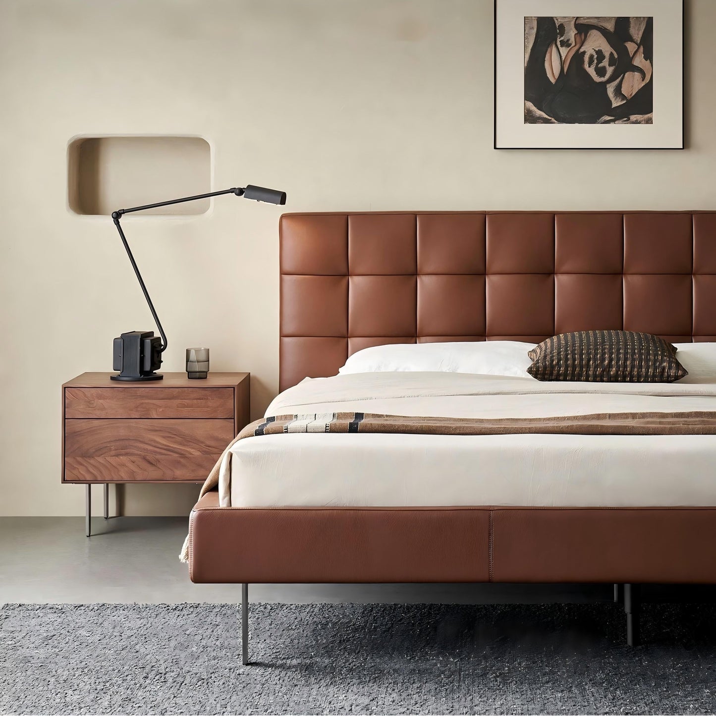 Mocha Slice Leather Bed-Brown