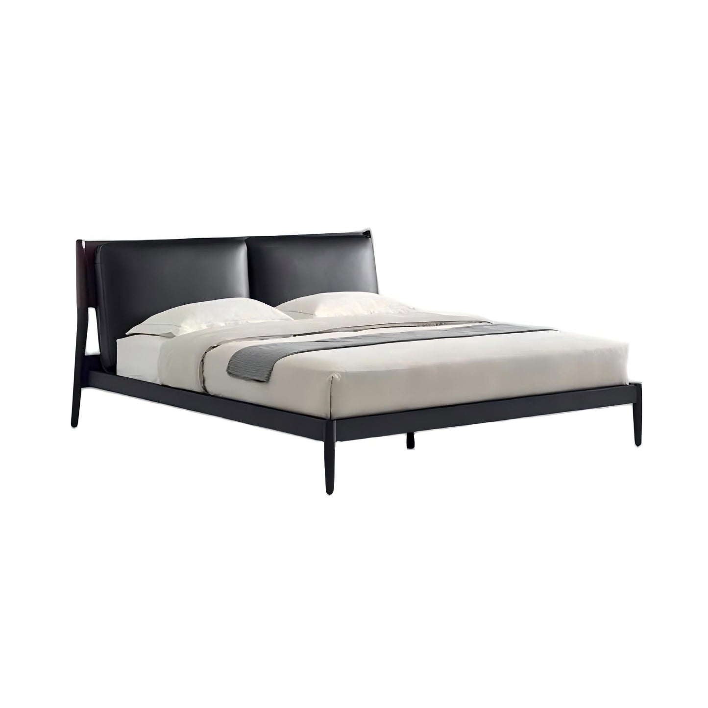 Truffle Cream Leather Bed-Black