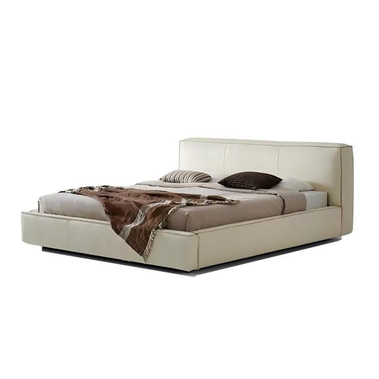 Cinnamon Leather Bed-White