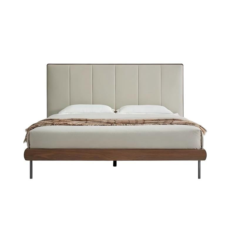 Muffin Edge Leather Bed-Brown-King