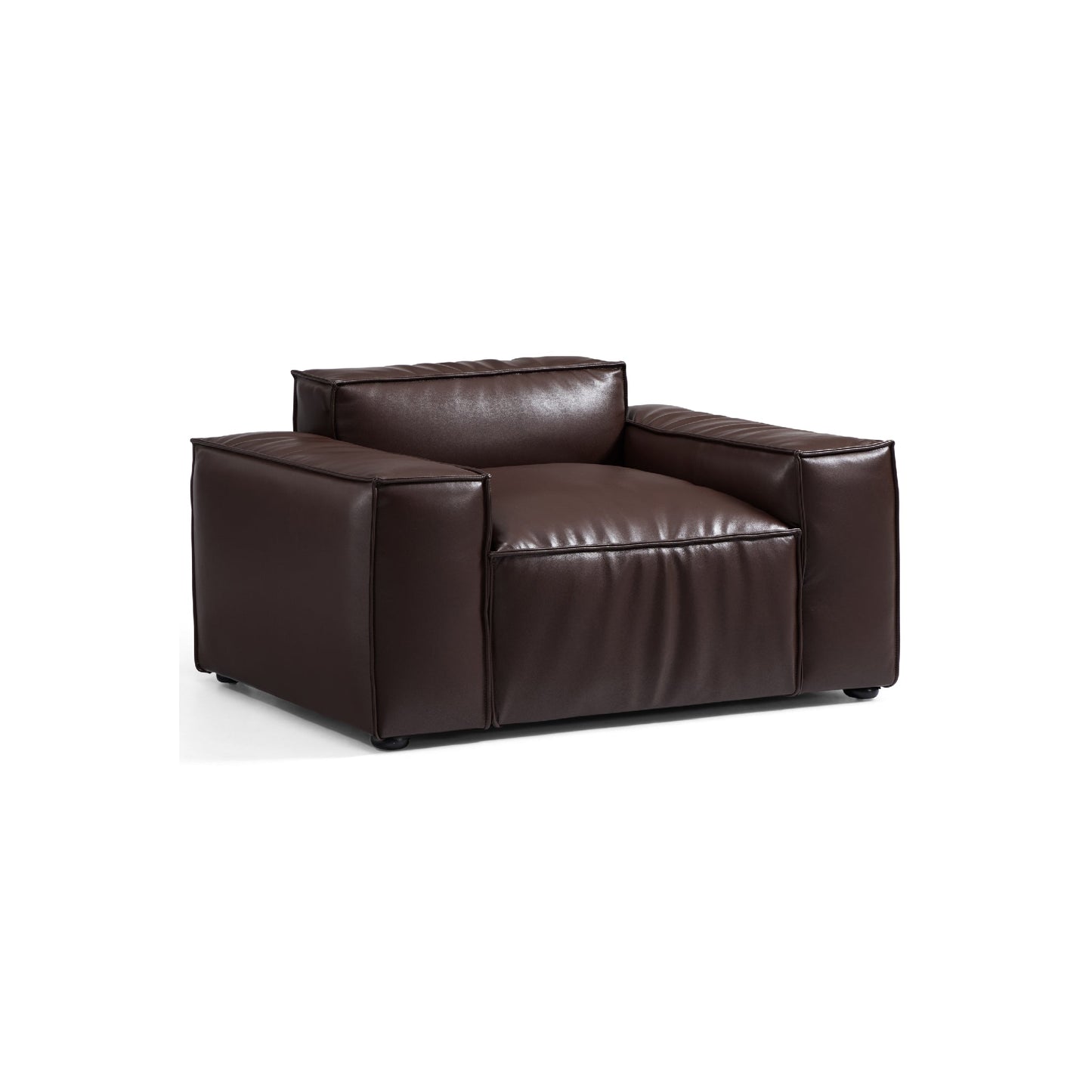 Luxury Minimalist Dark Brown Leather Armchair-Dark Brown