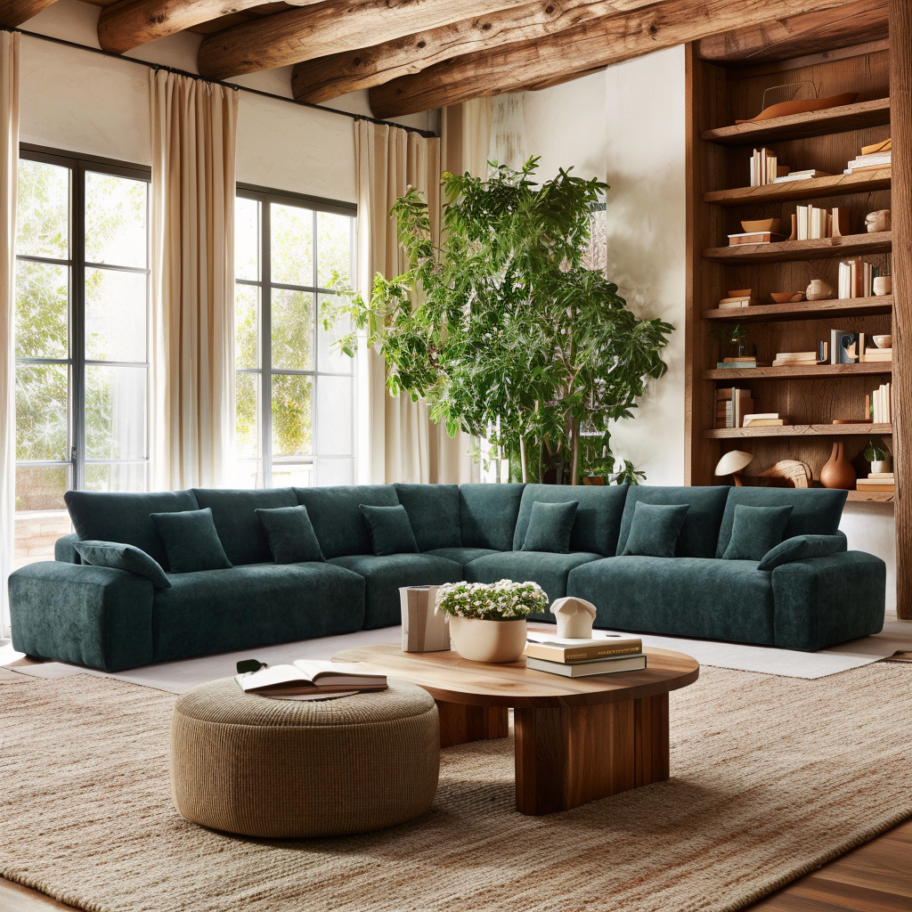 The Empress Green Corner Sectional-Green