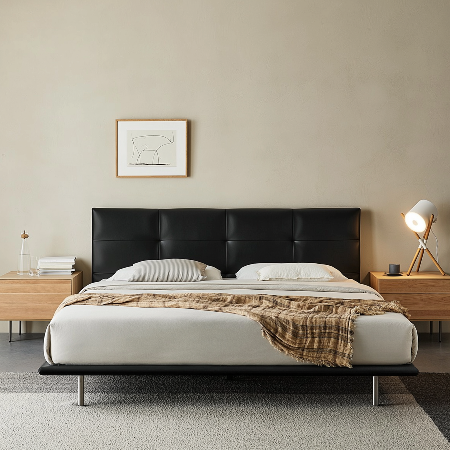Brownie Crust Leather Bed-Black