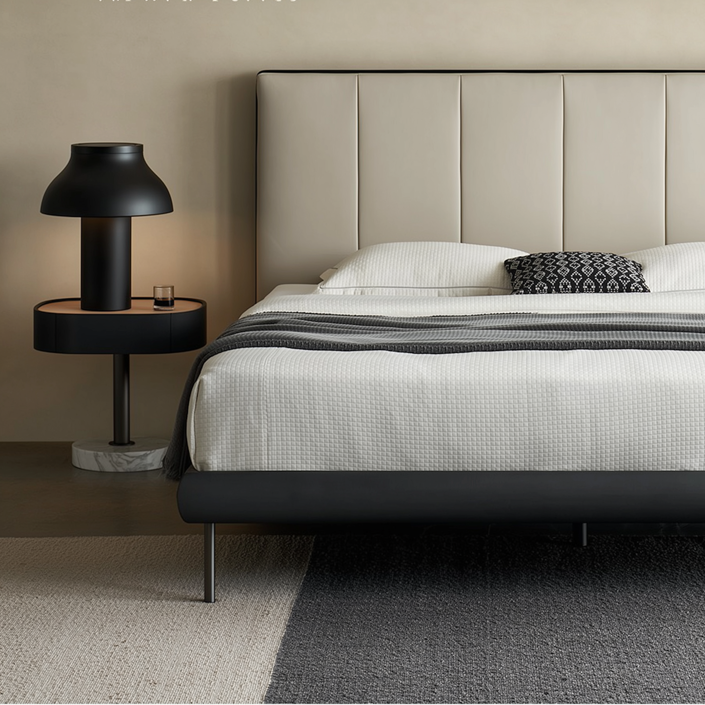 Muffin Edge Leather Bed-Black