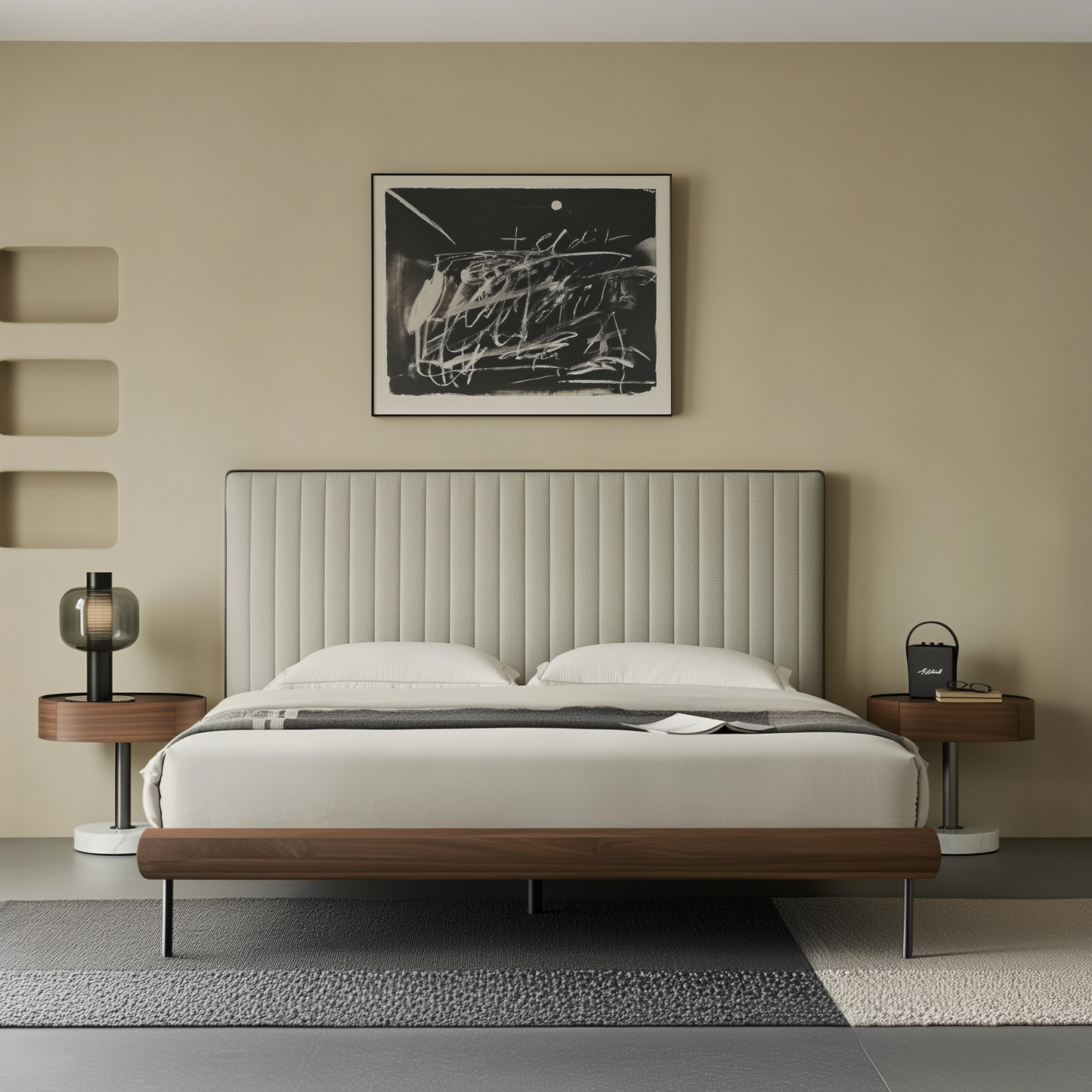 Muffin Edge Fabric Bed-Brown