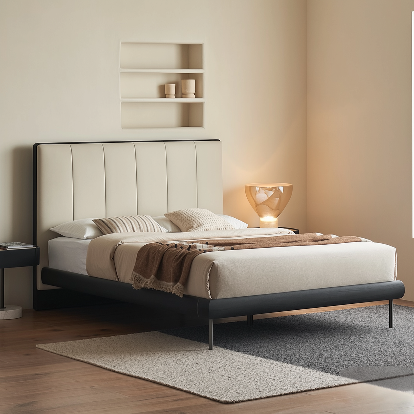 Muffin Edge Leather Bed-Black