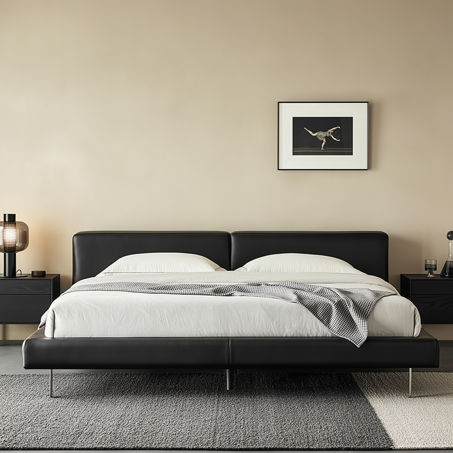 Charcoal Toast Leather Bed-Black