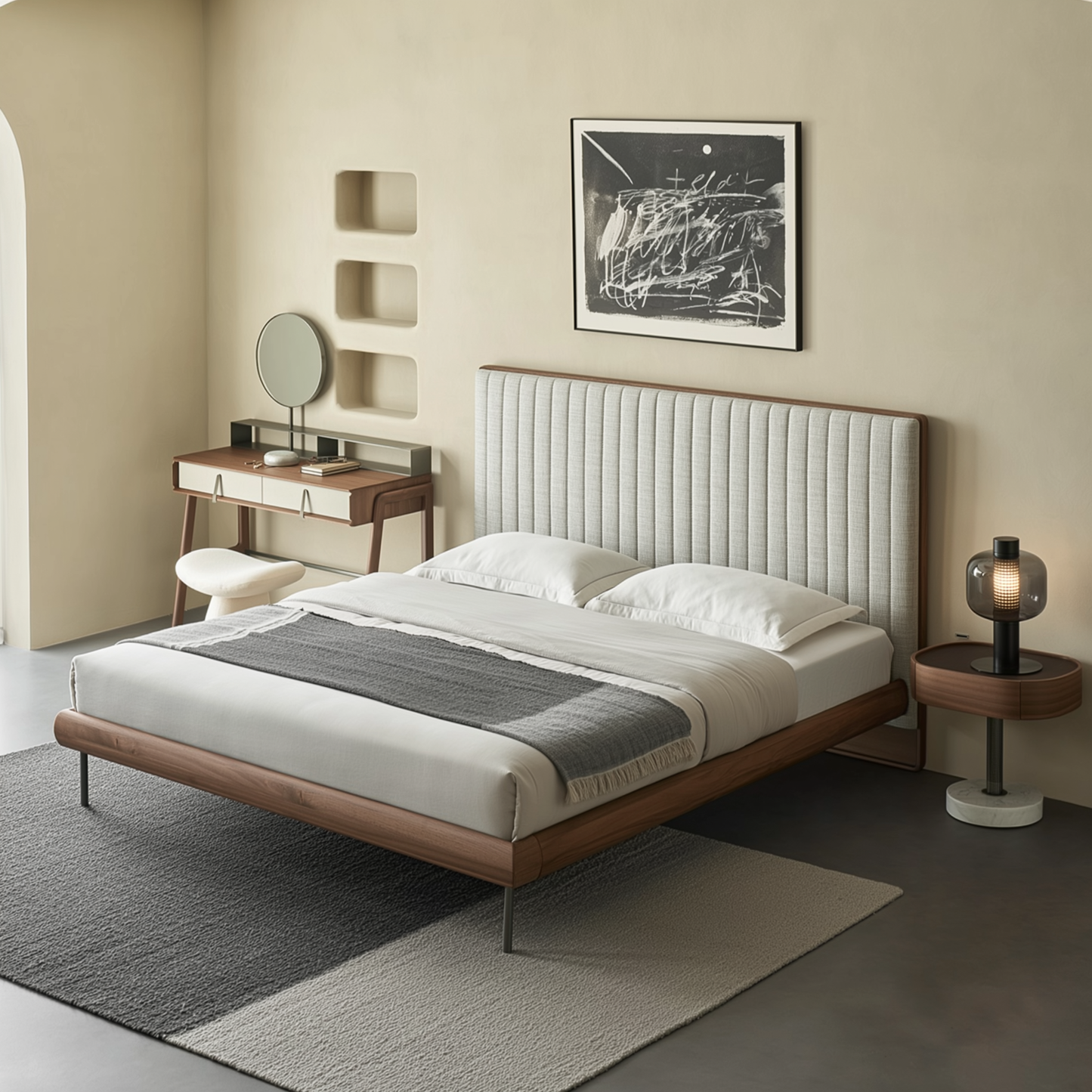 Muffin Edge Fabric Bed-Brown