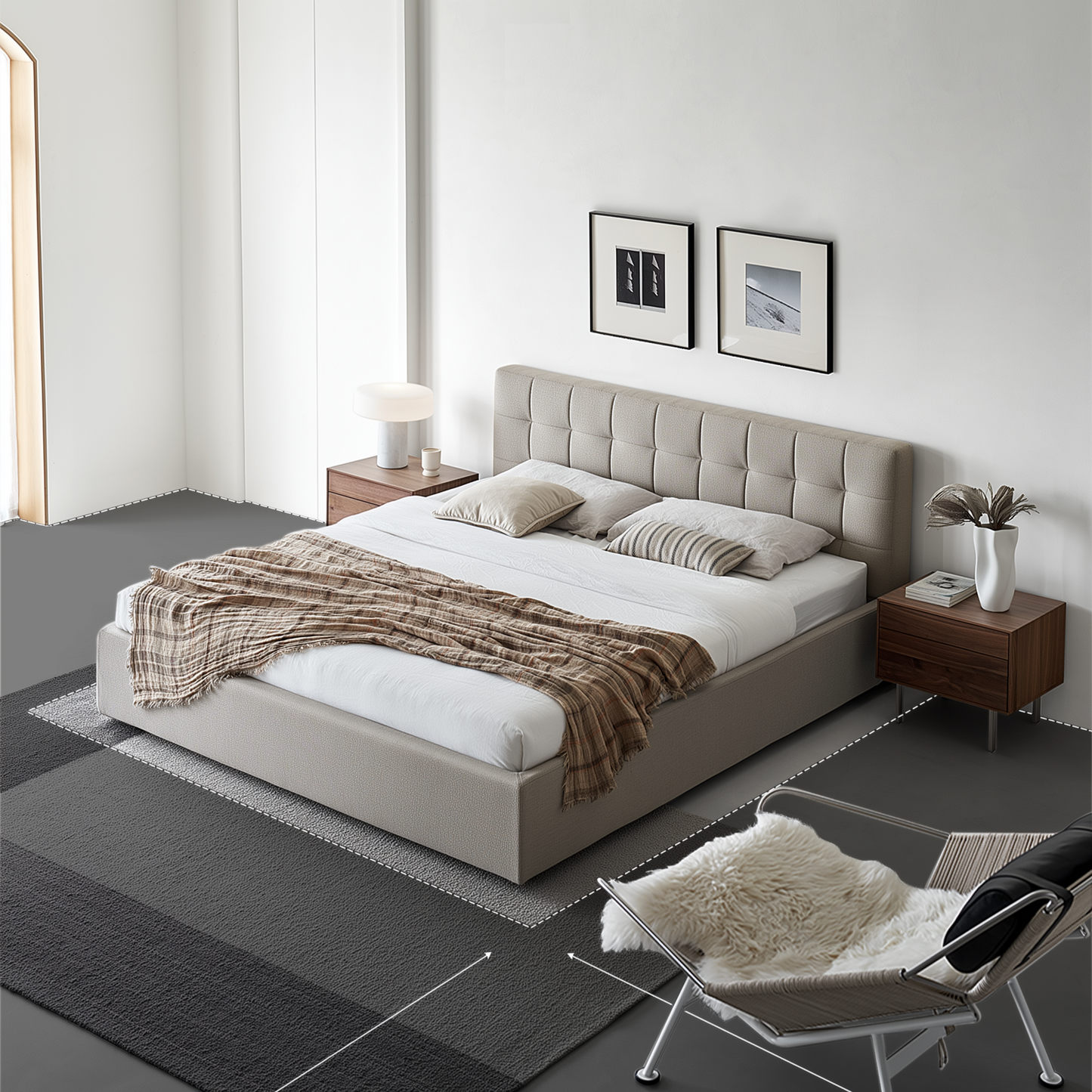 Sugar Cube Fabric Bed-Gray